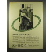1956 A.B. Dick Duplicating Machine Ad - Process Sheet