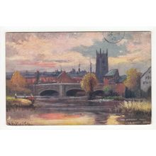 The Derwent from Long Bridge Derby 1910 Oilette Hadfield Cubley Art Postcard
