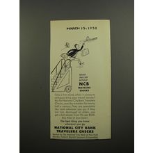 1952 National City Bank Travelers Checks Ad - Never take off without NCB
