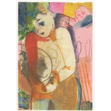 Leaving With The Baby Pregnant Bizarre Art Painting Postcard
