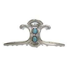 Extra large hair claw clip silver turquoise blue stone metal western style