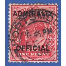 GB KEVII 1903 1d SCARLET ADMIRAL OFFICIAL SGO102 GU PORTSMOUTH CANCEL