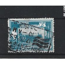 Burma.SG129 8a Ploughing paddy field with oxen (Blue).Fine Used.Jul25h