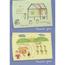 Cambodia Children Picture Art Painting 2x Postcard s