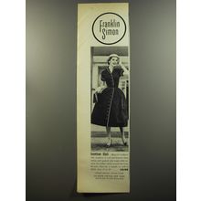 1953 Franklin Simon Majestic Coatdress Advertisement - Boomtown black