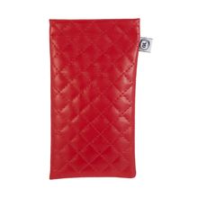 Faux Leather Snap Top Glasses Sunglasses Case Holder Pouch (Red)