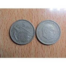 Spain 1969 Franco 1957-1969* 5 Peseta Coin