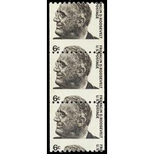 1298, Mint NH Misperfed Error 6¢ FDR Coil Strip of Three - Stuart Katz
