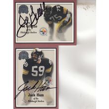 JOE "MEAN" GREENE & JACK HAM AUTOGRAPH 2000 PITTSBURGH STEELERS HOF SB CHAMPIONS