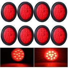 4Inch round Red LED Trailer Tail Lights (Pack of 8) Grommet Plug Included Stop T