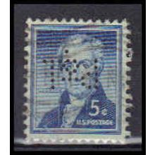 Used 1038 5c James Monroe Fine Perf Initials KA5785