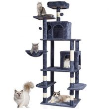 Cat Tree 68.5" Cat Tower with Cat Condos Sisal Scratching Post Dark Grey