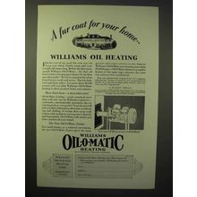 1929 Williams Oil-o-matic Heating Ad, Fur Coat for Home