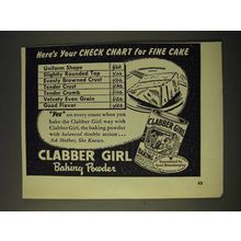 1948 Clabber Girl Baking Powder Ad - Here's your check chart for fine cake