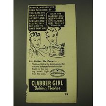1948 Clabber Girl Baking Powder Ad - Mother, Mother, I've been thinking of Cake