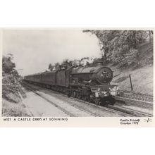 A 5007 Castle Train at Sonning London Real Photo Railway Postcard