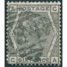 Great Britain 1874 6d deep grey Plate 14 SG146 used