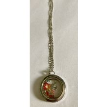 Floating Charm Locket with Multicolored Crystals & Thank You Charm on 20" Chain