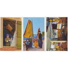 Volendam Wacky Lounge Huge Clock Boat Mending Curtains 3x Dutch Postcard s