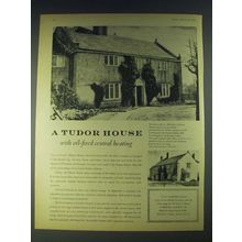 1958 Shell Domestic Fuel Oil Ad - A Tudor house with oil-fired central heating