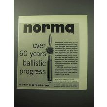 1958 Norma Bullets Ad - 60 Years Ballistic Progress