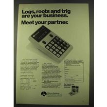 1974 Rockwell 2022 Electronic Slide Rule Ad - Logs, Roots
