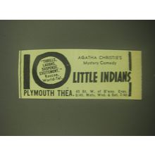 1945 10 Little Indians Play Advertisement - Agatha Christie's Mystery Comedy