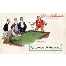 Comic Billiards A Cannon Off The Cushion Trick Shot Old Snooker Comic Postcard