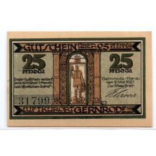 1921 Germany Gernrode Notgeld 25 Pfennig Note (1351)