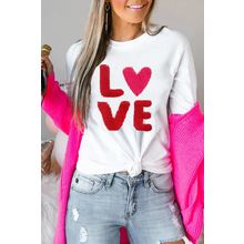 White Heart LOVE Graphic Valentines T Shirt