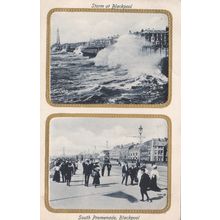 ED23 BLACKPOOL -SOUTH PROMEANDE. DUAL VIEW. PRINTED POSTCARD