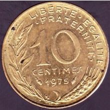1975 France 10 Centimes Coin