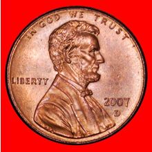 MEMORIAL 1982-2008: USA★1 CENT 2007D UNC LINCOLN 1809-1865★LOW START★NO RESERVE!