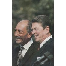 President Reagan with Anwar Sadat Postcard