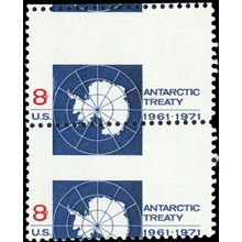 1431, Perf Shift Freak Error Pair Mint NH 8¢ Antarctic Treaty * Stuart Katz