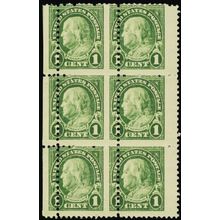 632, Mint NH 1¢ Misperfed Block of Six Stamps * Stuart Katz