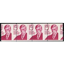 1305E, Mint NH 15¢ Misperfed Coil Line Strip of Four * Stuart Katz