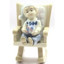 Little Boy in a Rocking Chair Figurine 10 CM - Christmas Gift Holiday Ornament