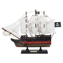 Wooden Caribbean Pirate White Sails Limited Model Pirate Ship 12""