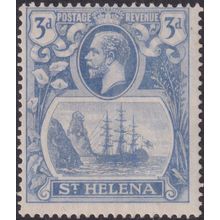 St Helena 1923 3d Bright Blue with Cleft Rock Variety