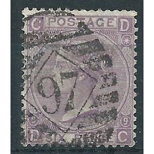 1870 SG109 6d Mauve Plate 9 Good/Fine Used No 97 Bury St Edmonds Cancel "DC"