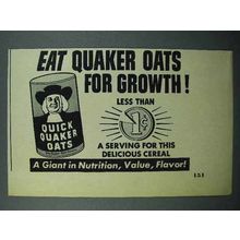 1950 Quaker Oats Ad - Eat For Growth