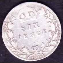 1904 Great Britain 6 Pence Silver Coin
