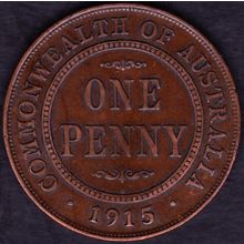 1915 H Australia 1 Penny coin