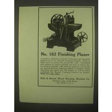 1922 Hall & Brown No. 183 Finishing Planer Ad
