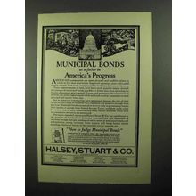 1922 Halsey, Stuart & Co. Ad - Municipal Bonds