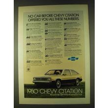 1980 Chevy Citation Ad - Offered All These Numbers