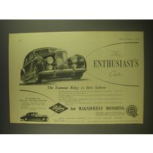 1955 Riley 1 1/2 Litre Saloon Ad - The enthusiast's car