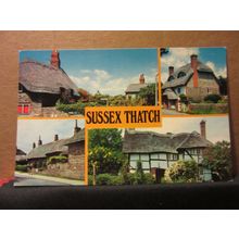 multiview, SUSSEX THATCH county used postcard Colourmaster 1981 pm #