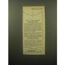 1959 G.C. Dewey Advertisement - N.Y.C. Opportunities Scientific Staff